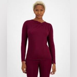 Bar III Draped Red Blouse